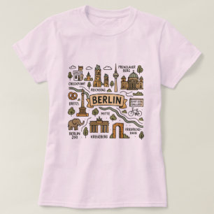 Berlijn Duitsland, vintage reiskaart T-shirt