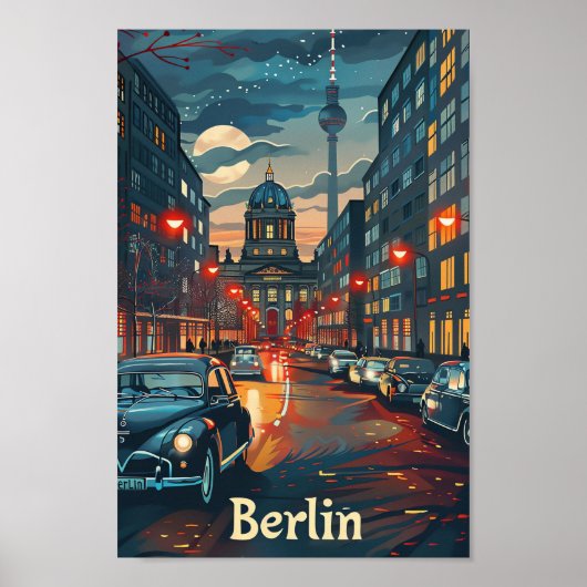 Berlijn Duitsland Vintage Retro Reizen Illustratie Poster (Voorkant)