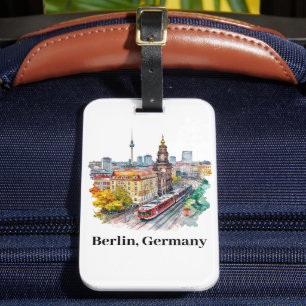 Berlijn Duitsland Vintage Travel Skyline Bagagelabel