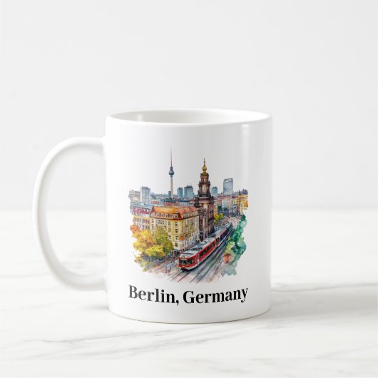 Berlijn Duitsland Vintage Travel Skyline Koffiemok (Links)