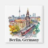 Berlijn Duitsland Vintage Travel Skyline Magneet (Voorkant)