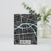 Berlijn Duitsland Zwart Stadsplattegrond Briefkaart (Staand voorkant)