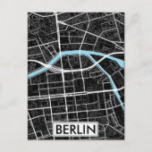 Berlijn Duitsland Zwart Stadsplattegrond Briefkaart (Voorkant)