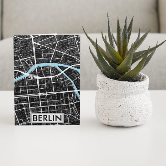 Berlijn Duitsland Zwart Stadsplattegrond Briefkaart