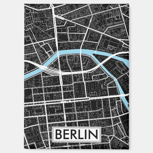 Berlijn Duitsland Zwart Stadsplattegrond Magneet (Voorkant)