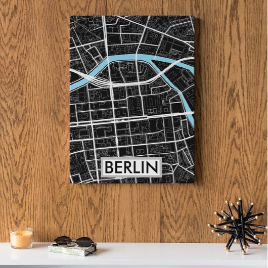Berlijn Duitsland Zwart Stadsplattegrond Poster