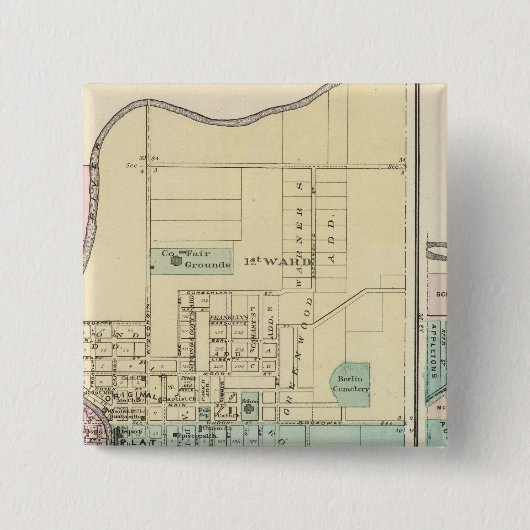 Berlijn en dorp Plymouth Vierkante Button 5,1 Cm (Voorkant)