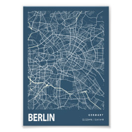 Berlijn - Germary Blueprint City Map Foto Afdruk
