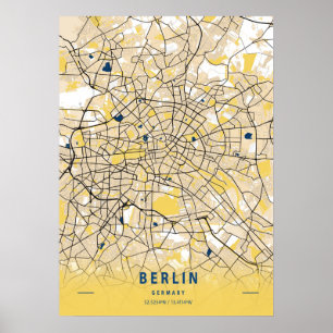 Berlijn - Germary Yellow City Map Poster