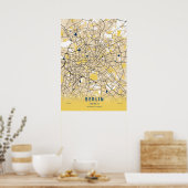 Berlijn - Germary Yellow City Map Poster (Keuken)