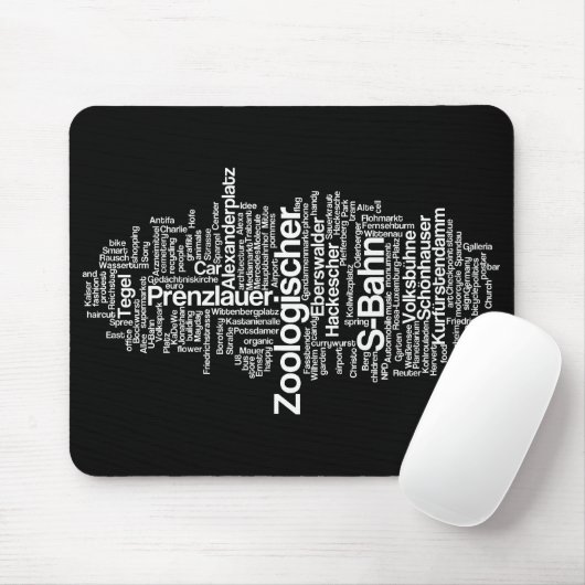 Berlijn Label Cloud - Mousepad Muismat (Met muis)