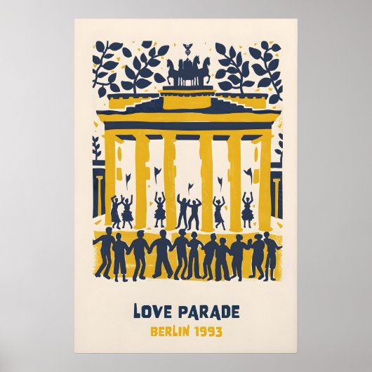 Berlijn Love Parade Poster - Brandenburgpoort (Voorkant)