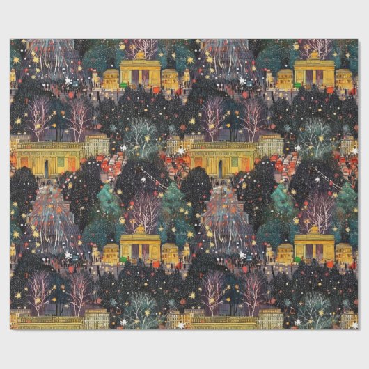 Berlijn met Kerst & Nieuwjaar in Waterverf Cadeaupapier (Vlak)