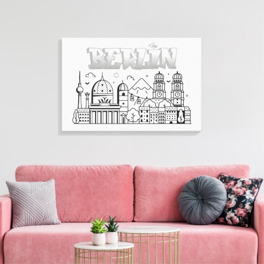 Berlijn Minimalistische Stretch canvas kunst (Insitu (Woonkamer))