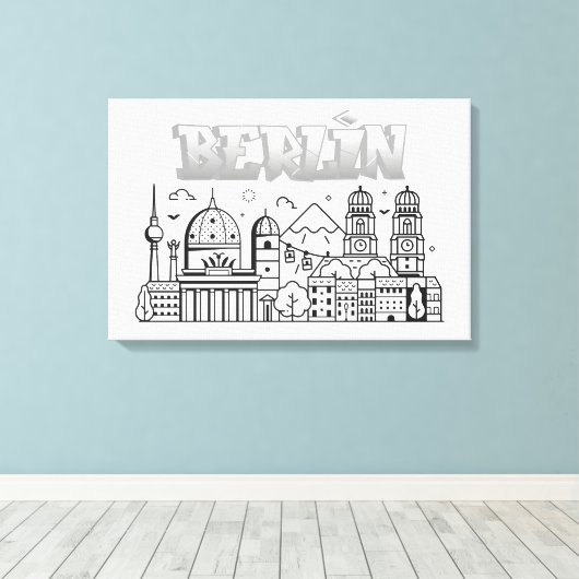 Berlijn Minimalistische Stretch canvas kunst (Insitu (Houten vloer))