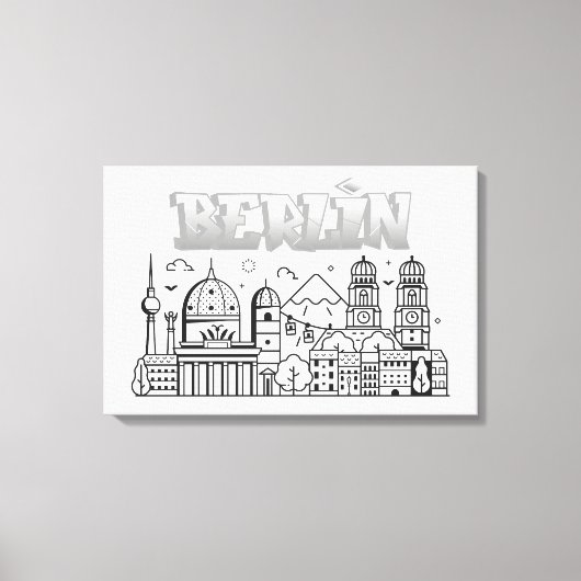 Berlijn Minimalistische Stretch canvas kunst (Voorkant)