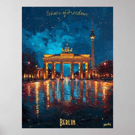 Berlijn Nights - Brandenburger Gate Reflections Poster (Voorkant)