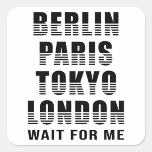 Berlijn Parijs Tokio Londen steden City Grappig ca Vierkante Sticker
