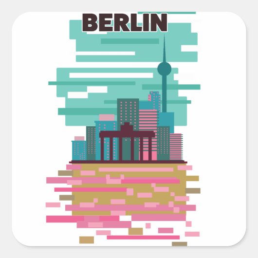 Berlijn Reisposter Vierkante Sticker (Voorkant)