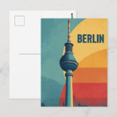 Berlijn retro reis briefkaart (Voorkant / Achterkant)