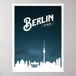 Berlijn skyline voor nacht, Berlijn, Duitsland - D Poster