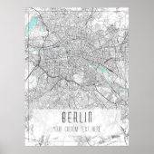 Berlijn Stadsplattegrond, Zwart, Wit en Blauw Poster (Voorkant)