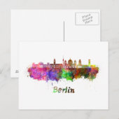 Berlijn V2 skyline in waterverf Briefkaart (Voorkant / Achterkant)