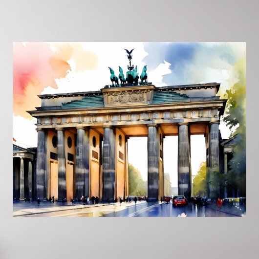 Berlijn watercolor kunst poster (Voorkant)