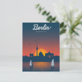 Berlijn Zonsondergang Stad Silhouet Briefkaart (Staand voorkant)