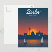 Berlijn Zonsondergang Stad Silhouet Briefkaart (Voorkant / Achterkant)