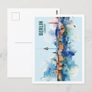 Berlijns Duitsland Beroemde Reisplaats Waterverf Briefkaart