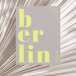 Berlijns Duitsland moderne typografie geel Briefka Briefkaart
