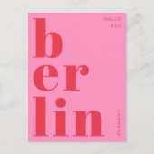 Berlijns Duitsland moderne typografie roze rood Br Briefkaart (Voorkant)