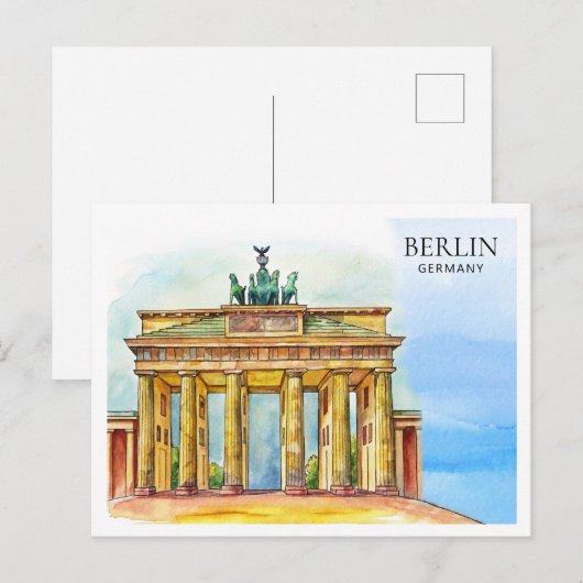 Berlijns Duitsland Waterverf Briefkaart | Reizen n (Voorkant / Achterkant)