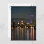 Berlijnse Alexanderplatz Oberbaum Bridge-nacht Briefkaart (Voorkant / Achterkant)