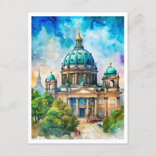 Berlijnse Berliner Dom Waterverf schilderij Briefkaart