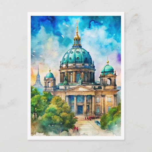 Berlijnse Berliner Dom Waterverf schilderij Briefkaart (Voorkant)