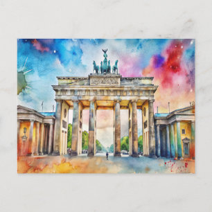 Berlijnse Brandenburger Tor Waterverf Schilderij Briefkaart