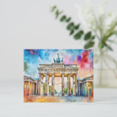 Berlijnse Brandenburger Tor Waterverf Schilderij Briefkaart (Staand voorkant)
