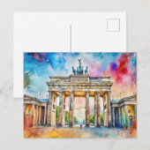 Berlijnse Brandenburger Tor Waterverf Schilderij Briefkaart (Voorkant / Achterkant)