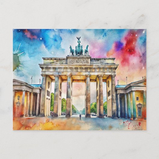 Berlijnse Brandenburger Tor Waterverf Schilderij Briefkaart (Voorkant)