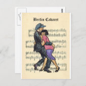 Berlijnse Cabaret 1920s met muziekachtergrond voor Briefkaart (Voorkant / Achterkant)