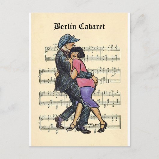 Berlijnse Cabaret 1920s met muziekachtergrond voor Briefkaart (Voorkant)