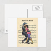 Berlijnse Cabaret 1920s met muziekachtergrond voor Briefkaart (Voorkant / Achterkant)