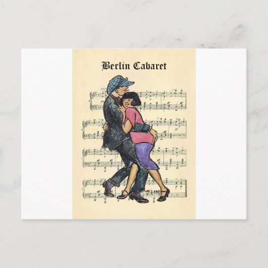 Berlijnse Cabaret 1920s met muziekachtergrond voor Briefkaart (Voorkant)