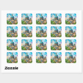Berlijnse Dome Waterverf Schilderij Vierkante Sticker (Vel)