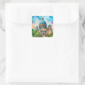 Berlijnse Dome Waterverf Schilderij Vierkante Sticker (Tas)