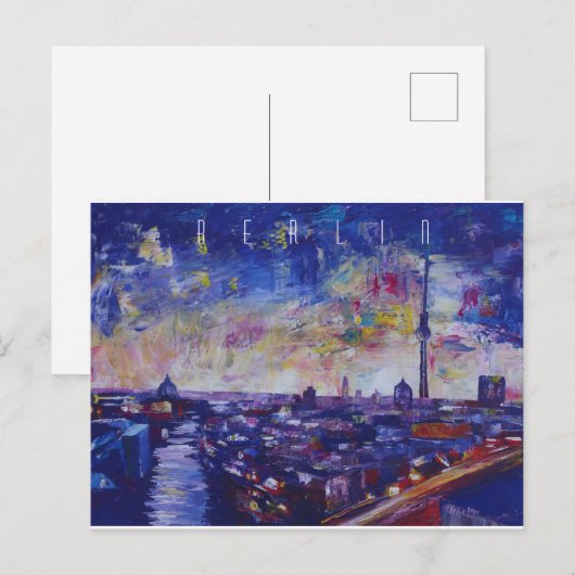 Berlijnse indrukwekkende Skyline bij nacht Briefkaart (Voorkant / Achterkant)