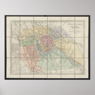 Berlijnse kaart, Neuester Grundriss, plattegrond v Poster