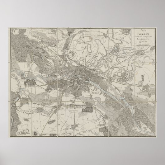 Berlijnse kaart, plattegrond van de stad, omliggen poster (Voorkant)